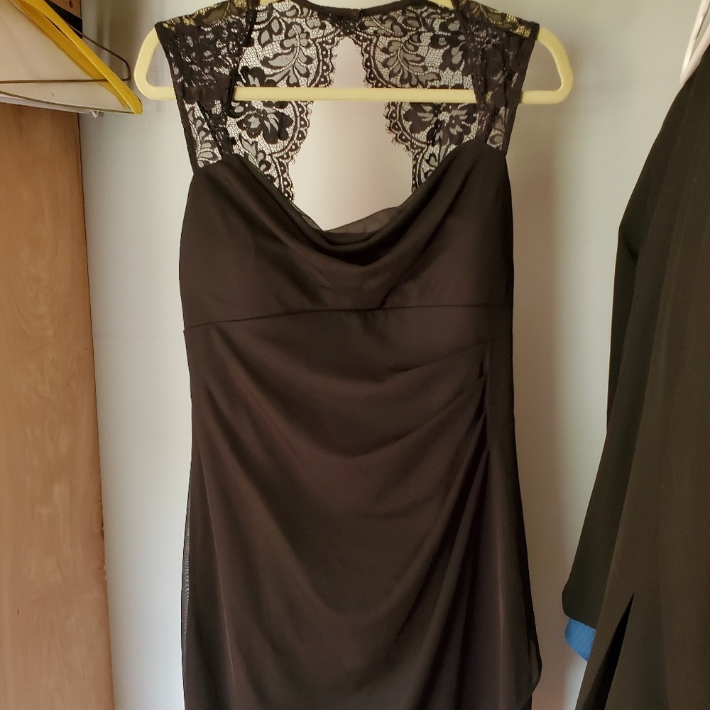 Black Lace Cap Sleeve Dress